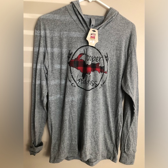 Next Level Apparel Tops - NEW  YOOPER GODDESS Hooded Knit LS TShirt - Spoof on Upper Michigan  Size S
